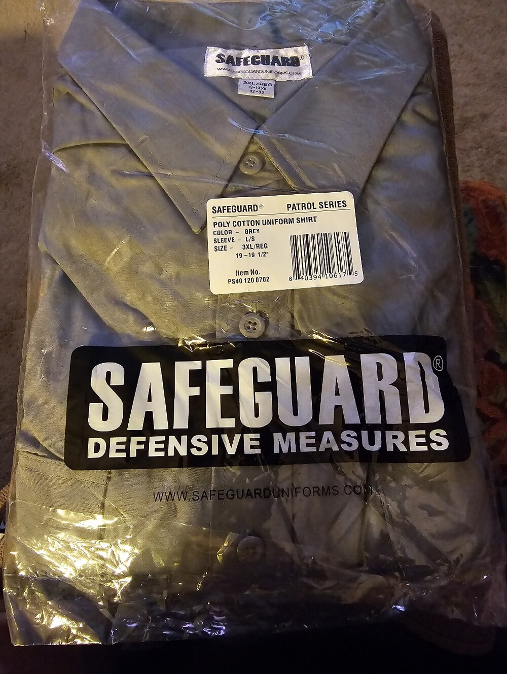 Safeguard Security Uniform Duty Shirt Grey Long Sleeve Size 3XL Reg 32/33